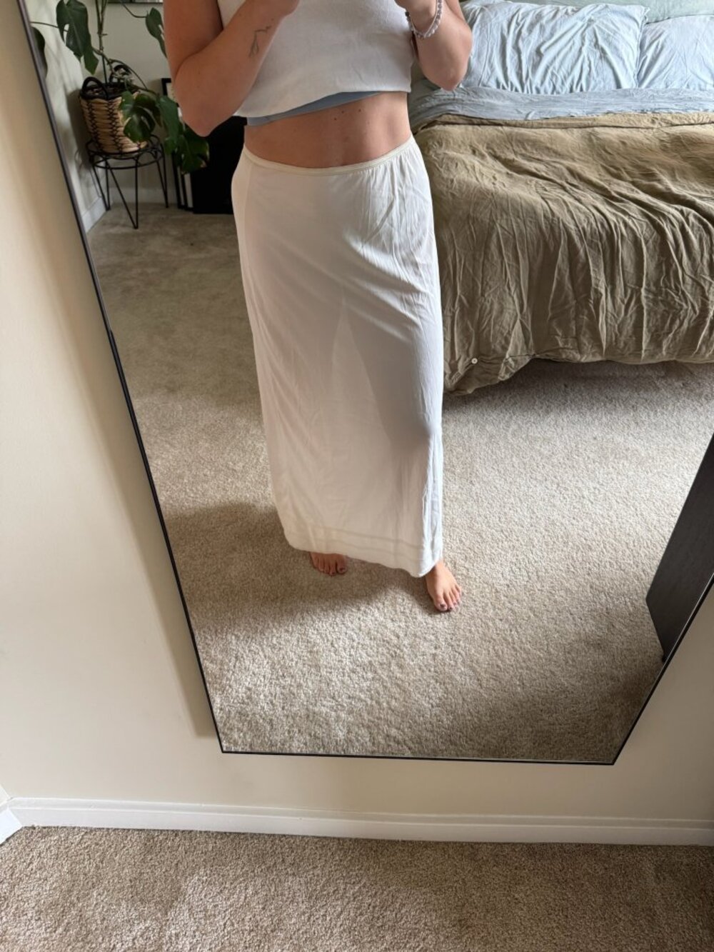 Vintage Lorraine Creamy Off White Long Maxi Slip Skirt Large